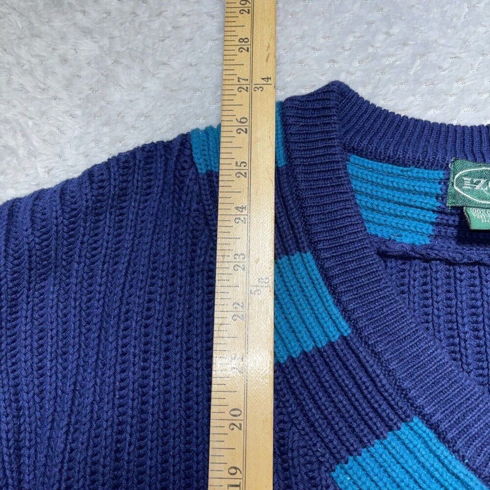 Vintage IZOD Sweater Mens Large Chunky Knit Tennis Cotton 90s V Neck 3D Textured - Picture 5 of 8